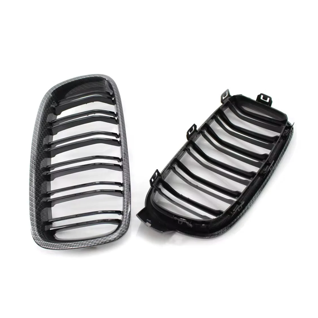 Carbon Fibre Double Slat Kidney Grilles ABS Plastic for BMW (F30, F31)