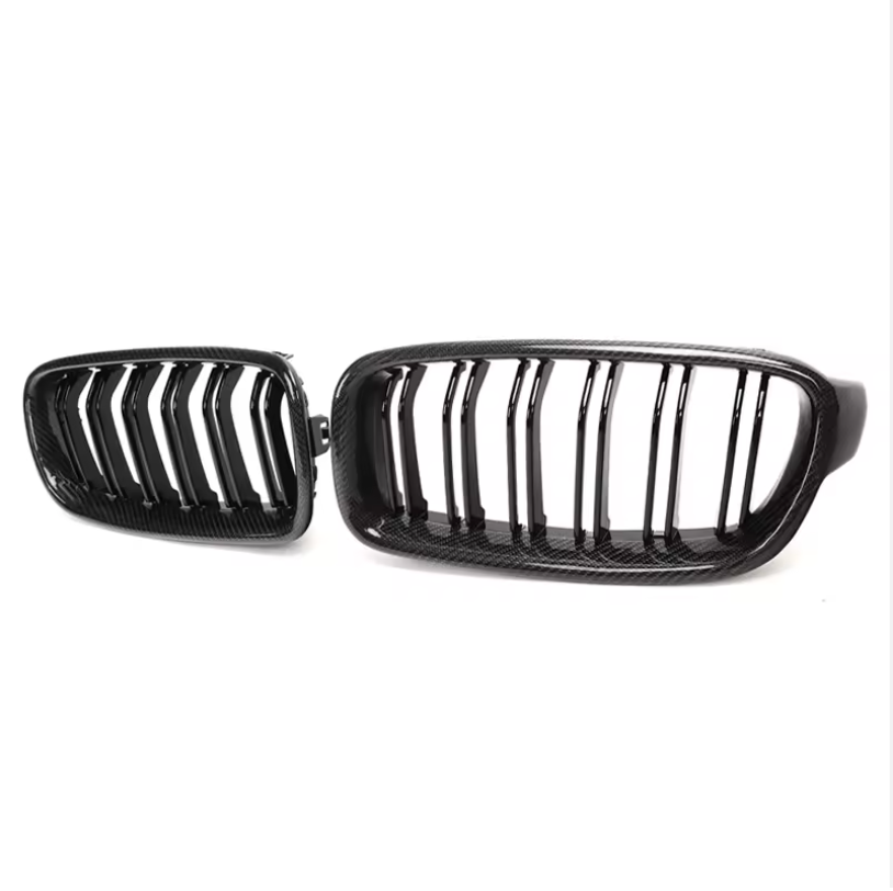 Carbon Fibre Double Slat Kidney Grilles ABS Plastic for BMW (F30, F31)